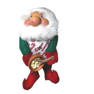 Santas Best Christmas Elf Gnome Plush Decoration Candy Cane Tunic Bowl‎ Spoon